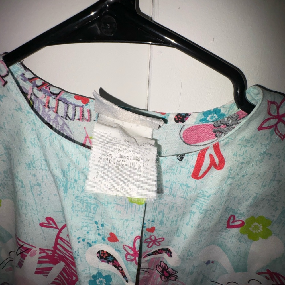 Light Blue Bunny Print Scrub Jacket - Snuggle Bunny Style - Picture 3 of 4